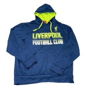 Liverpool FC Hoodie Men Medium Blue Yellow Sweatshirt Sweater Soccer Football *